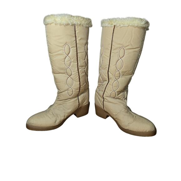 *Rare* Vintage Town & Country Western Snowboots Tan Faux Fur Lining Size 8.5 M - Picture 4 of 7